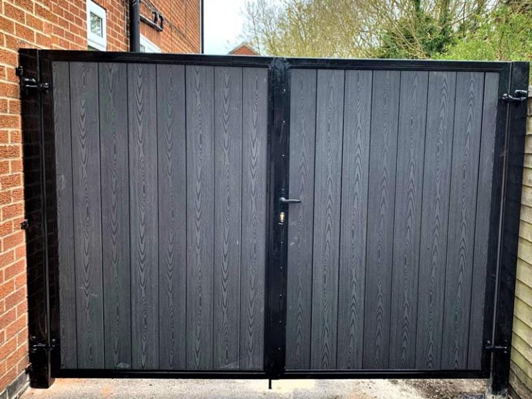 grey composite driveway gates